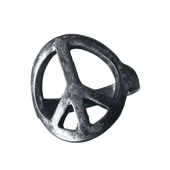 Vintage cutout peace sign ring, size 9 - Picture 1 of 5